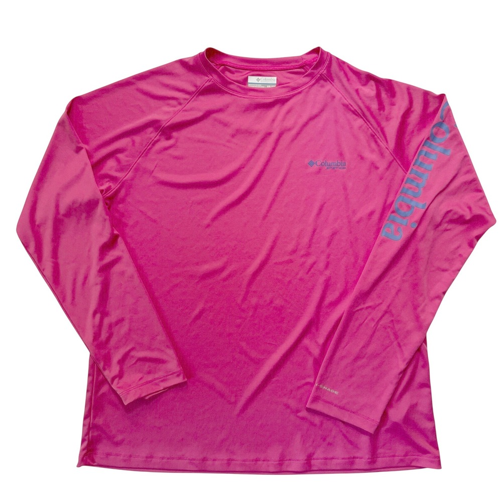 Columbia Men's Terminal Tackle Shirt XXL Pink PFG Long Sleeve Omni-Shade UPF 50